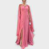 Mabel - Elegantne maxi haljine s plaštem i visokim razporkom