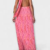 Seraphina - Elegantna Maxi Haljina s Halter Ovratnikom i V Izrezom