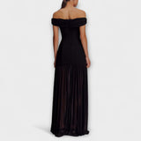 Maelie - Elegantna bezramenska bodycon maxi haljina s cvjetnim ukrasima