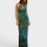 Maisie - Monet Iris Print Maxi haljina
