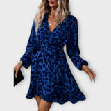 Elegantne haljine s leopardovim uzorkom, s V-izrezom i vezicama