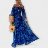 Juniper - Cvjetna Maxi Haljina s Otkritim Ramena za Odmor