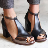Nadaria | Crne peep-toe sandale s patchwork dizajnom