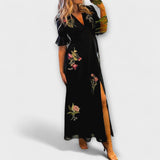 Beatrice - Elegantne mornarsko plave haljine s cvjetnim vezom