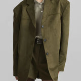 Sofia | Oversize Blazer od Suede u Voćnoj Zelenoj