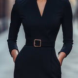 Esta | Elegantna crna haljina s remenom
